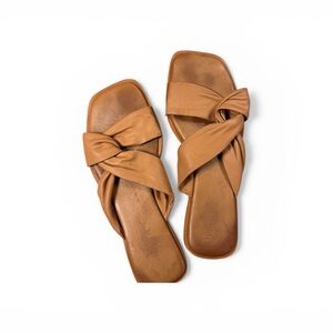 ALOHAS Tan Knotted Slide Sandals - Size 38